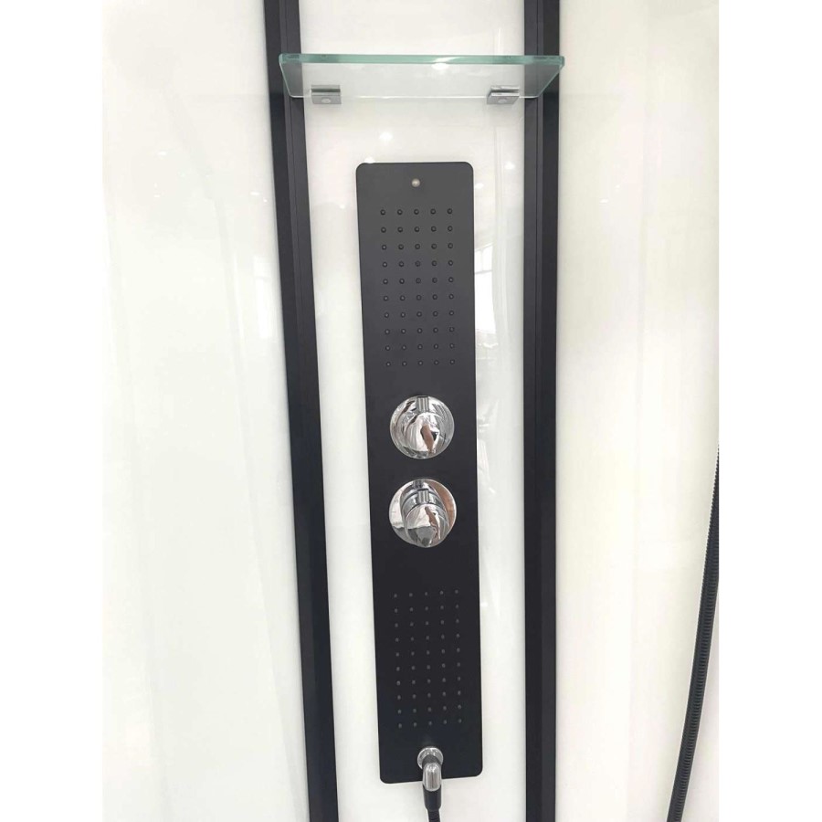 Black 800x800mm Hydro Shower Cabin Quadrant with Shower Tray & 2 Outlet Thermostatic Mixer Shower System - Vidalux
