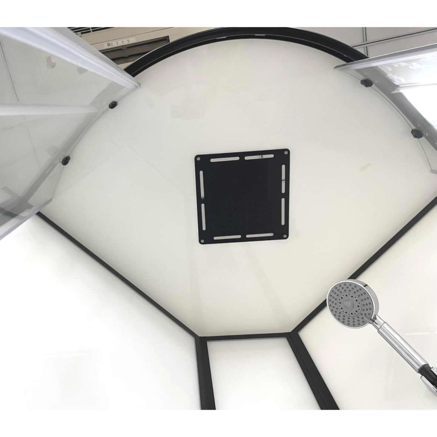Black 800x800mm Hydro Shower Cabin Quadrant with Shower Tray & 2 Outlet Thermostatic Mixer Shower System - Vidalux