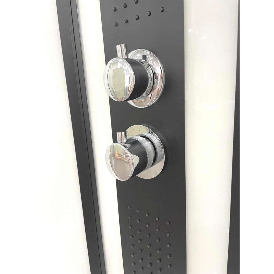 Black 800x800mm Hydro Shower Cabin Quadrant with Shower Tray & 2 Outlet Thermostatic Mixer Shower System - Vidalux
