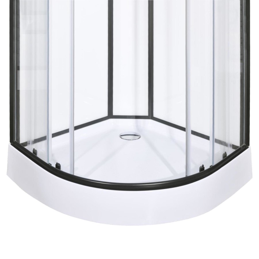 Black 800x800mm Hydro Shower Cabin Quadrant with Shower Tray & 2 Outlet Thermostatic Mixer Shower System - Vidalux