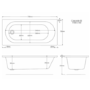 Single Ended Whirlpool Spa Bath with 14 Matt Black Whirlpool Jets 1700 x 750mm - Alton