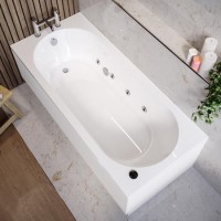 Single Ended Whirlpool Spa Bath with 8 Chrome Whirlpool Jets 1700 x 750mm - Alton