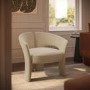 Beige Velvet Modern Curved Accent Chair - Azalea