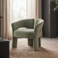 Sage Green Velvet Modern Curved Accent Chair - Azalea