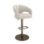 Set of 4 Beige Upholstered Adjustable Swivel Bar Stools with Brass Base - Azalea