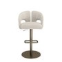 Set of 4 Beige Upholstered Adjustable Swivel Bar Stools with Brass Base - Azalea