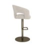Set of 4 Beige Upholstered Adjustable Swivel Bar Stools with Brass Base - Azalea