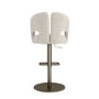 Set of 4 Beige Upholstered Adjustable Swivel Bar Stools with Brass Base - Azalea