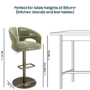 Set of 2 Sage Green Velvet Adjustable Swivel Bar Stools with Brass Base - Azalea
