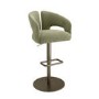 Set of 2 Sage Green Velvet Adjustable Swivel Bar Stools with Brass Base - Azalea