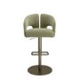 Set of 2 Sage Green Velvet Adjustable Swivel Bar Stools with Brass Base - Azalea