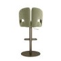 Set of 2 Sage Green Velvet Adjustable Swivel Bar Stools with Brass Base - Azalea