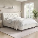 A1/AMR009K ONLY OPENED - Cream Fabric King Size Ottoman Bed with Legs - Amara