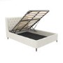 Cream Upholstered Small Double Ottoman Bed with Legs - Amara