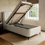 Cream Upholstered Single Ottoman Bed with Legs - Amara