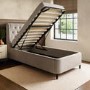 Beige Velvet Single Ottoman Bed With Legs - Amara