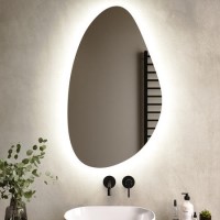 Pebble Backlit Heated Bathroom Mirror with Lights 600 x 1000mm - Apollo