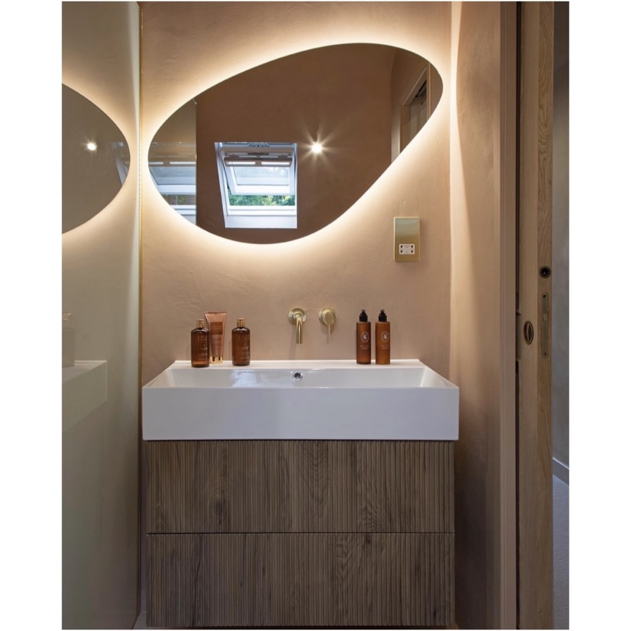 Pebble Backlit Heated Bathroom Mirror with Lights 500 x 800mm - Apollo