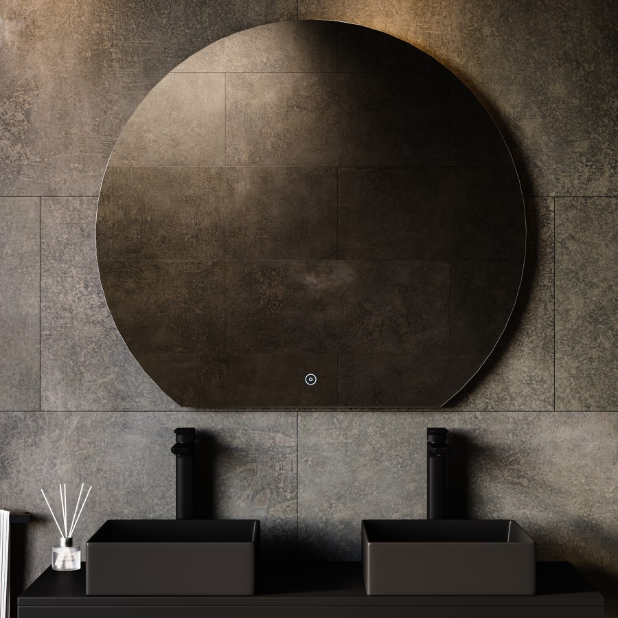 Half Circle Backlit Heated Bathroom Mirror with Lights 1000 x 900mm - Ara