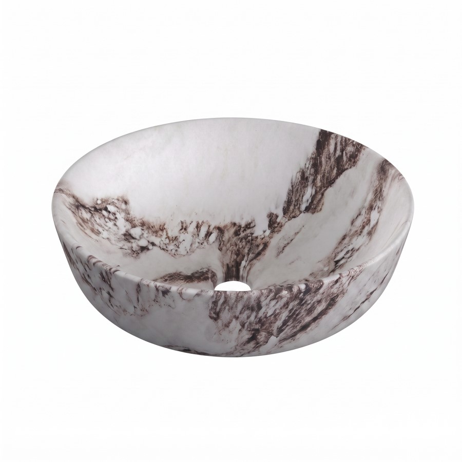 Marble Effect Round Countertop Basin 415mm - Arabella