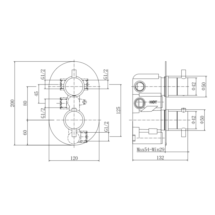 Antique Brass 2 Outlet Concelaed Valve - Arissa