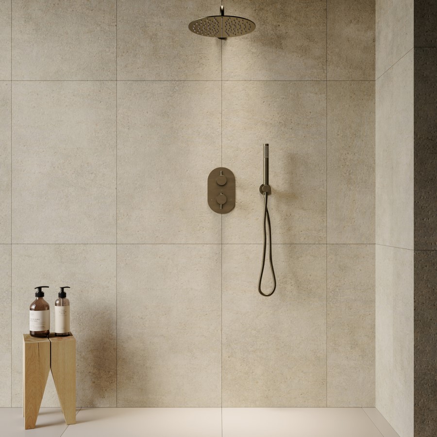 Antique Brass 250mm Shower Head and Wall Arm - Arissa