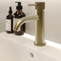 Brushed Brass Fluted Mono Basin Mixer Tap - Arissa
