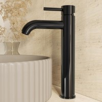 Black Chrome Tall Mono Basin Mixer Tap - Arissa