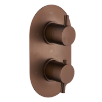 Brushed Bronze 2 Outlet Concealed Thermostatic Shower Valve with Dual Control - Arissa
