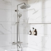 Chrome 3 Outlet Thermostatic Bar Mixer Shower Set with Bath Filler Spout & Hand Shower - Arissa