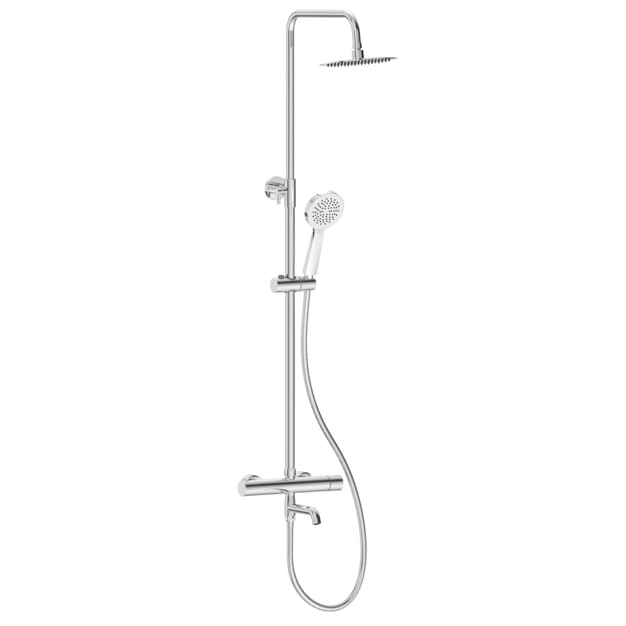 Chrome 3 Outlet Thermostatic Bar Mixer Shower Set with Bath Filler Spout & Hand Shower - Arissa