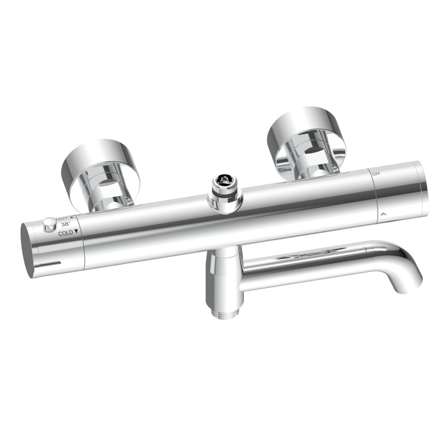 Chrome 3 Outlet Thermostatic Bar Mixer Shower Set with Bath Filler Spout & Hand Shower - Arissa