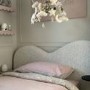 Cream Upholstered Single Ottoman Bed with Curved Headboard - Aria