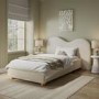 Cream Upholstered Single Ottoman Bed with Curved Headboard - Aria