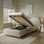 Cream Upholstered Single Ottoman Bed with Curved Headboard - Aria