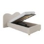 Cream Upholstered Single Ottoman Bed with Curved Headboard - Aria