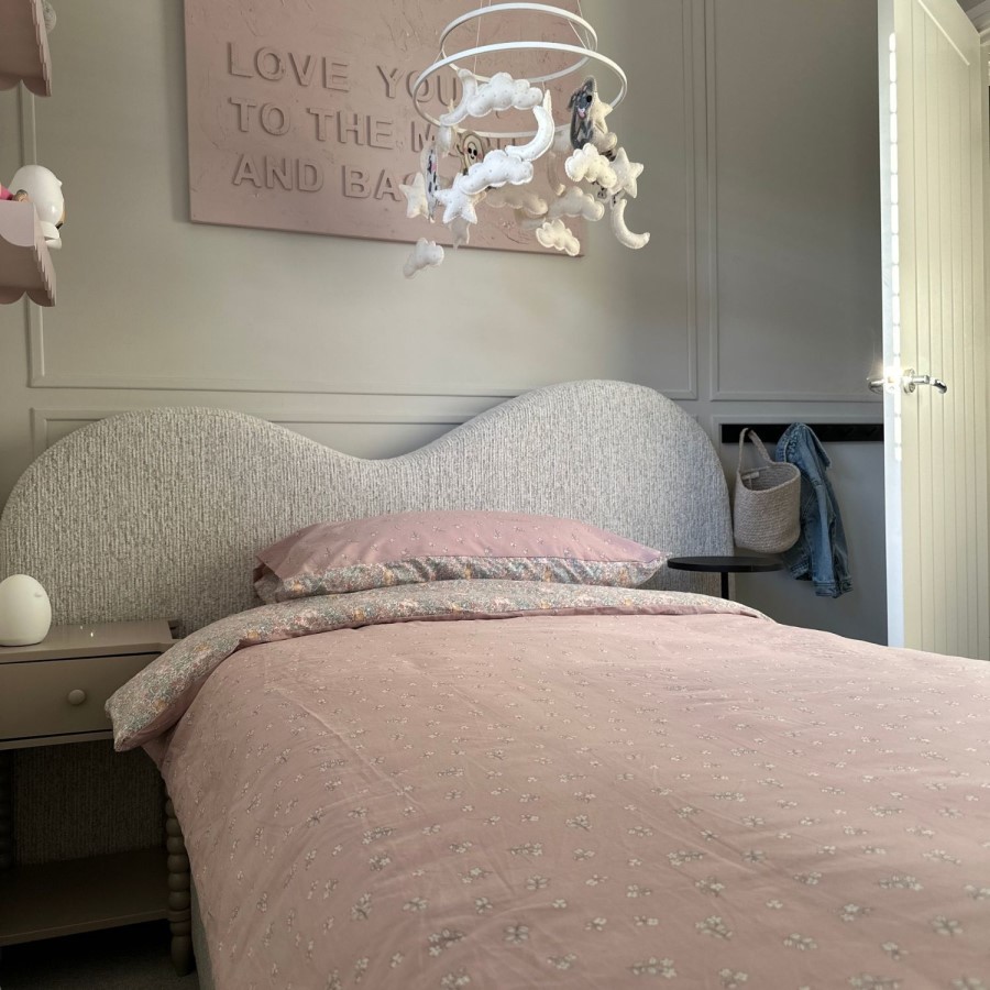 Cream Upholstered Single Ottoman Bed with Curved Headboard - Aria