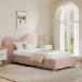 Pink Velvet Single Ottoman Bed with Curved Headboard - Aria