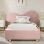 Pink Velvet Single Ottoman Bed with Curved Headboard - Aria