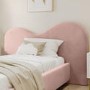 Pink Velvet Single Ottoman Bed with Curved Headboard - Aria