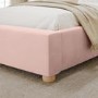 Pink Velvet Single Ottoman Bed with Curved Headboard - Aria