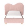 Pink Velvet Single Ottoman Bed with Curved Headboard - Aria