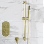 Brushed Brass Round Adjustable Height Slide Rail Kit with Hand Shower - Arisssa