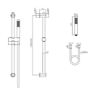 Brushed Brass Round Adjustable Height Slide Rail Kit with Hand Shower - Arisssa