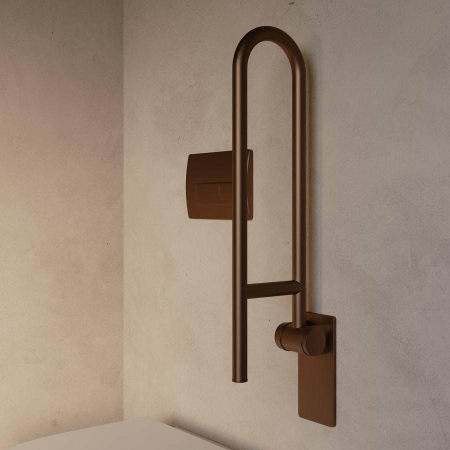 Bronze Folding Bathroom Grab Rail 600 x 160mm - Arissa