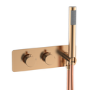 Brushed Bronze 1 Outlet Concealed Thermostatic Shower Valve with Integrated Hand Shower - Arissa