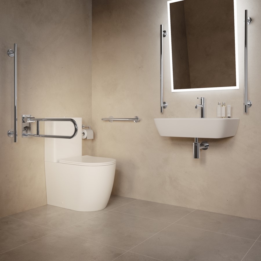 Chrome Bathroom Grab Rail 450 x 77mm - Arissa