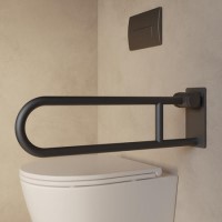 Gunmetal Grey Folding Bathroom Grab Rail 600 x 160mm - Arissa