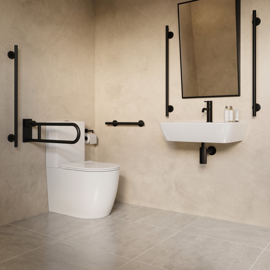 Black Bathroom Grab Rail 350 x 77mm - Arissa