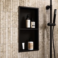 Black Shower Niche with Shelf 305 x 610mm - Arissa